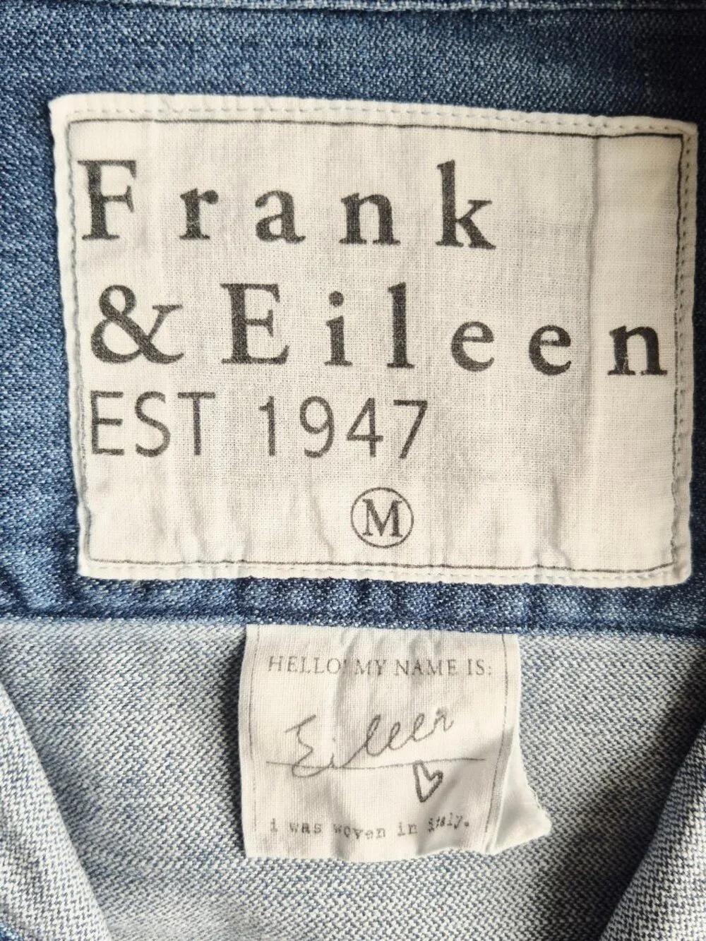 Frank & Eileen $288 Eileen Blue Denim Button-Up Shirt Distressed Vintage Wash - Picture 11 of 16